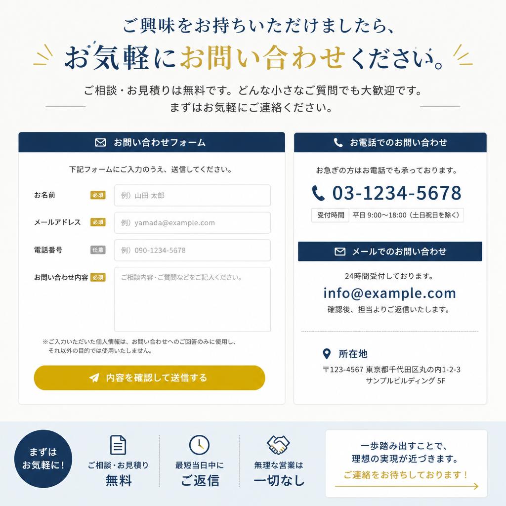 今すぐお問い合わせを！