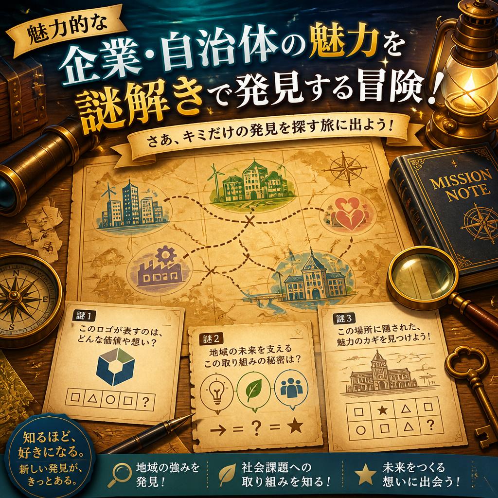 魅力的な企業・自治体の魅力を謎解きで発見する冒険！