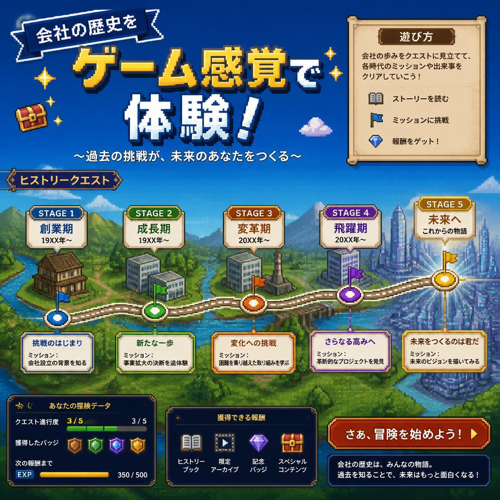 会社の歴史をゲーム感覚で体験！