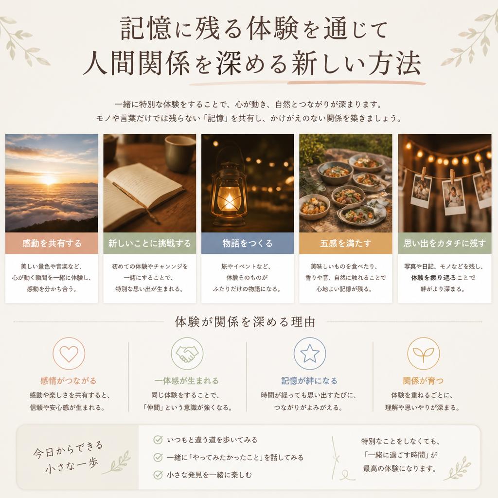 記憶に残る体験を通じて人間関係を深める新しい方法
