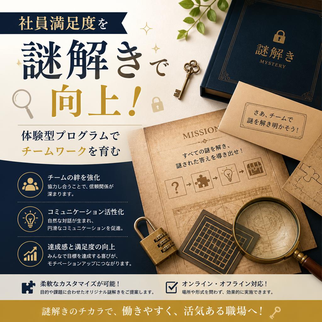 社員満足度を謎解きで向上！体験型プログラムでチームワークを育む